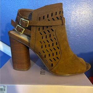 NEW MADDEN GIRL ADDYY ADDY SANDALS WOMENS 8.5 BLOCK HEEL PEEP TOE CHESTNUT